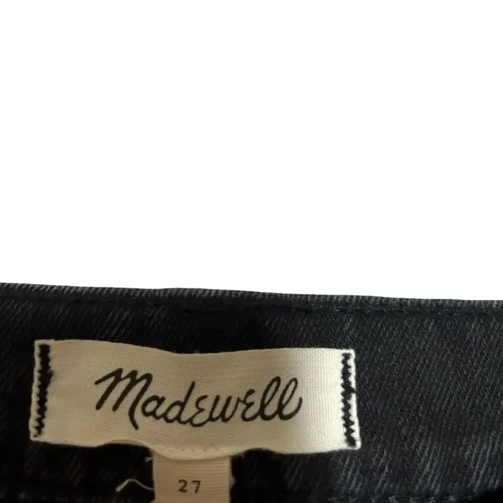 Madewell Black Denim Mini Skirt Raw Hem Size 27